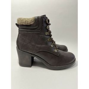 Mia Teddy Booties Brown Quilted Ankle High Heel Boots Womens Size 7.5